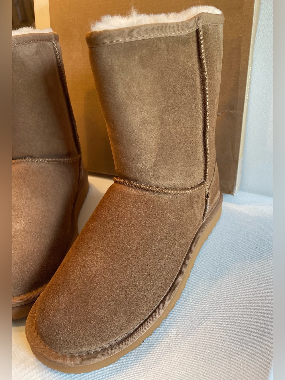 NIB QUINCE 💯 AUSTRALIAN SHEARLING MID-CALF SUEDE LEATHER BOOT PECAN SIZE 8 - Picture 8 of 15